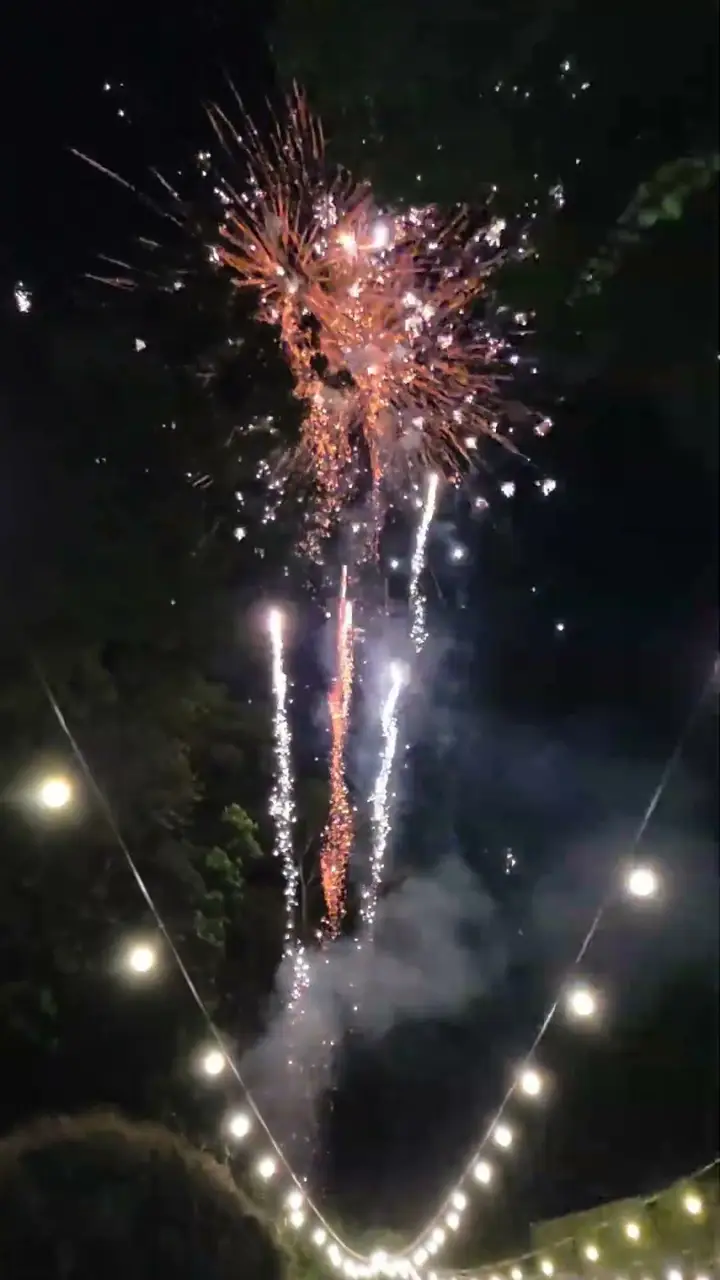 Fogos no evento Casamento Bambu Amarelo